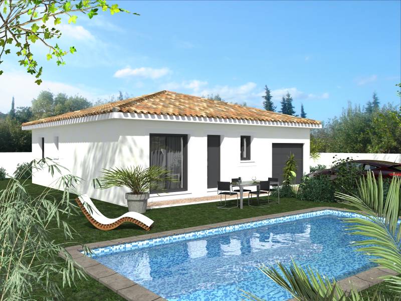 Maison plain-pied avec 3 chambres et belle pièce à vivre sur terrain de 425 m² à FLORENSAC proche Agde, Marseillan et A75