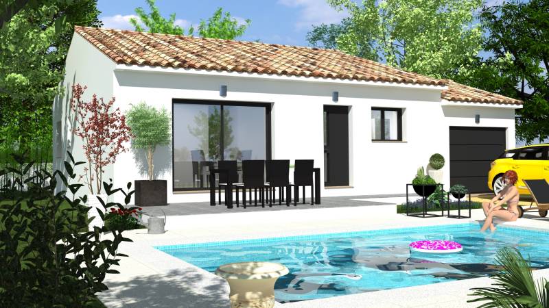 POILHES : Maison plain-pied avec 3 chambres et garage accolé sur terrain de 385 m², village traversé par le Canal du Midi, proche Béziers, Colombiers et Narbonne