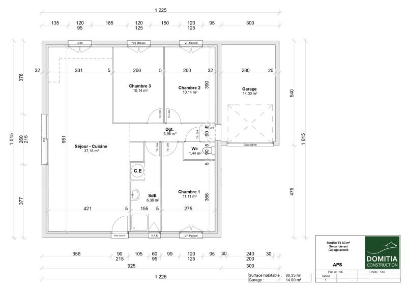 Maison plain-pied 3 chambres sur terrain de 400 m² Les Aires à proximité de Bédarieux et Lamalou-les-Bains