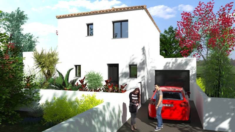 Maison contemporaine avec demi-étage et séjour cathédrale, 3 chambres dont une suite parentale au rez-de-chaussée dans l'Hérault