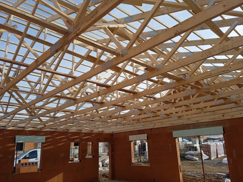 Pose de la charpente fermette