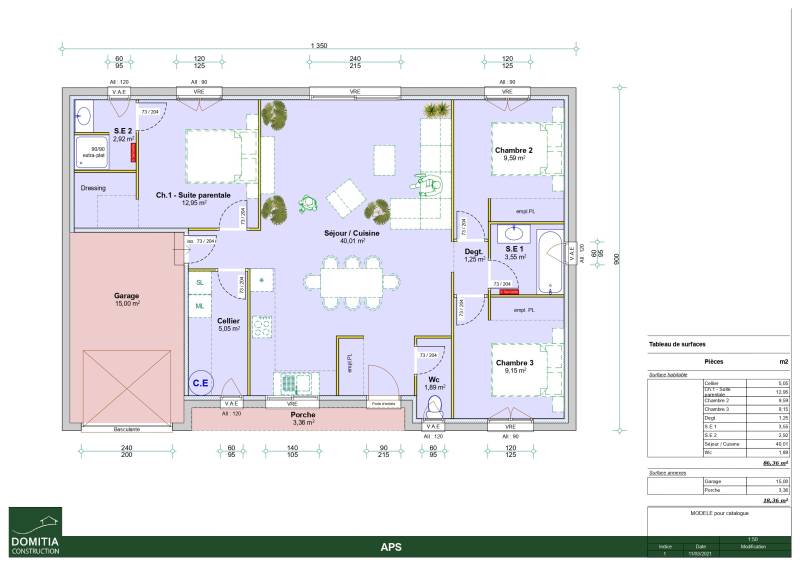 Exclusivité : Maison plain-pied au style traditionnel ou contemporain avec 3 chambres dont 1 suite parentale sur terrain de 506 m² à proximité de Gignac
