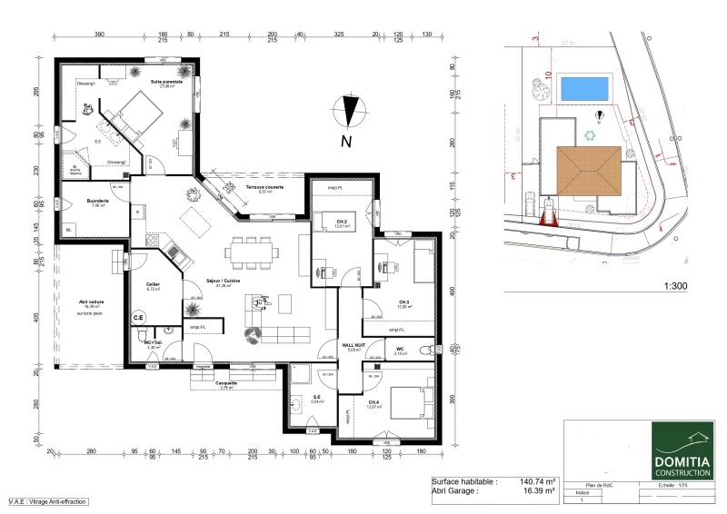 PUISSERGUIER : Villa plain-pied contemporaine avec 4 chambres dont 1 grande suite parentale sur beau terrain de 590 m² proche Béziers et Narbonne