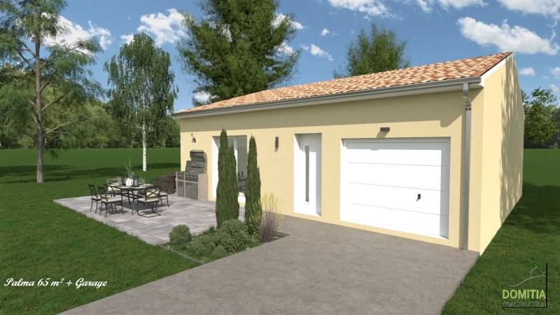 Maison plain-pied 2 chambres avec garage intégré