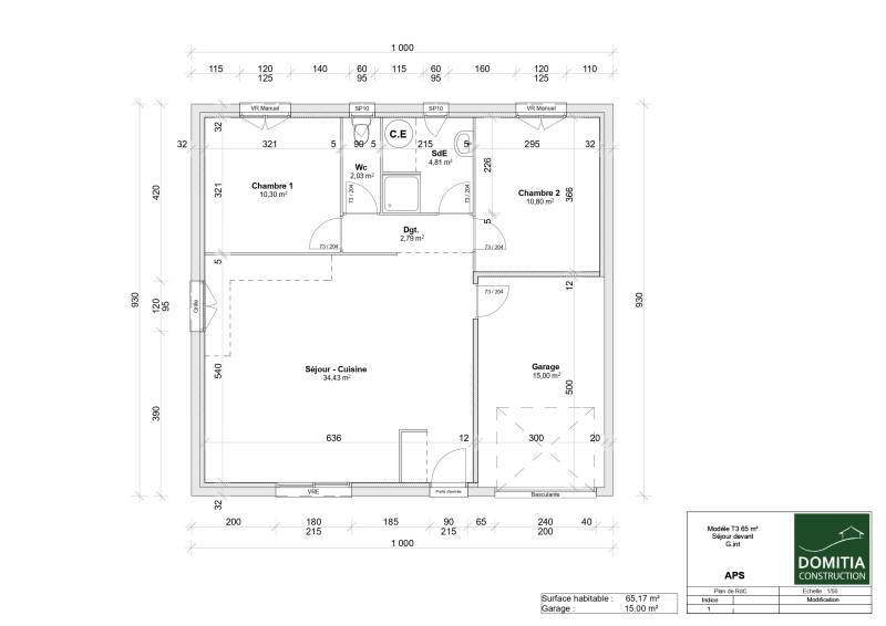 Maison contemporaine plain-pied 2 chambres avec ou sans garage sur terrain de 441 m² à CAZEDARNES, village situé entre Béziers et Narbonne