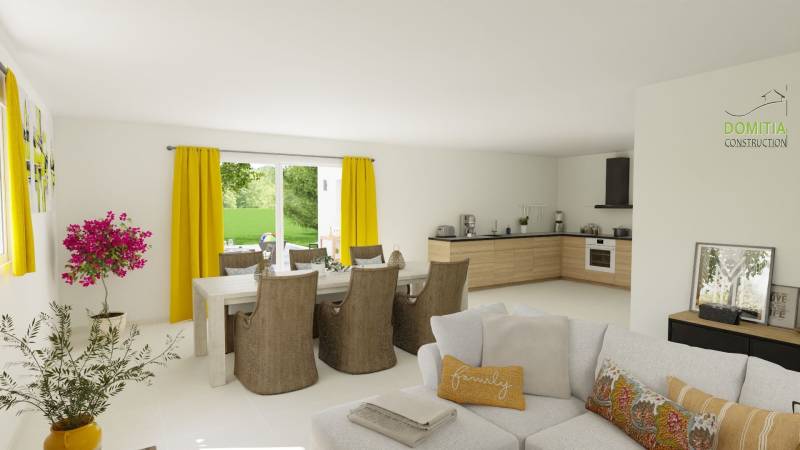 Maison plain-pied en L au style contemporain ou traditionnel avec suite parentale