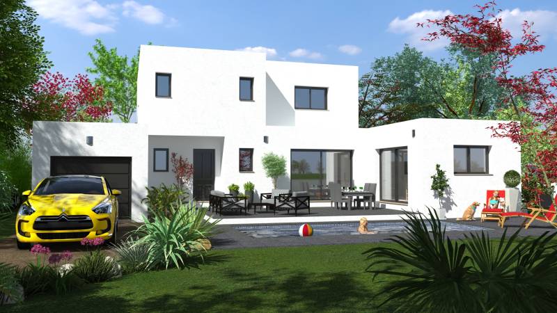 Maison ultracontemporaine à toiture terrasse, 4 chambres dont une suite parentale au rez-de-chaussée et garage 30 m² dans l'Hérault