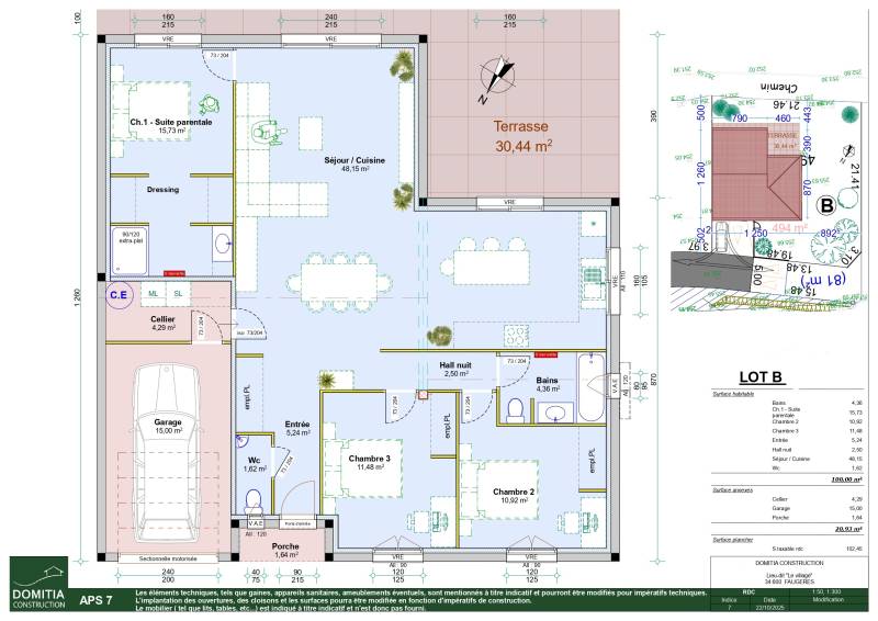 Exclusivité : Villa neuve 3 chambres dont une suite parentale + cellier + garage + terrasse carrelée sur superbe terrain avec vue dégagée à Faugères proche Bédarieux et à 20 minutes de Béziers