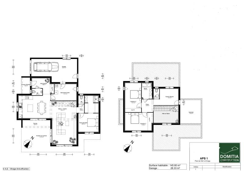 ESPONDEILHAN : Maison contemporaine avec décalés de toiture terrasse, grande pièce à vivre et vaste garage sur beau terrain de 881 m² proche Béziers