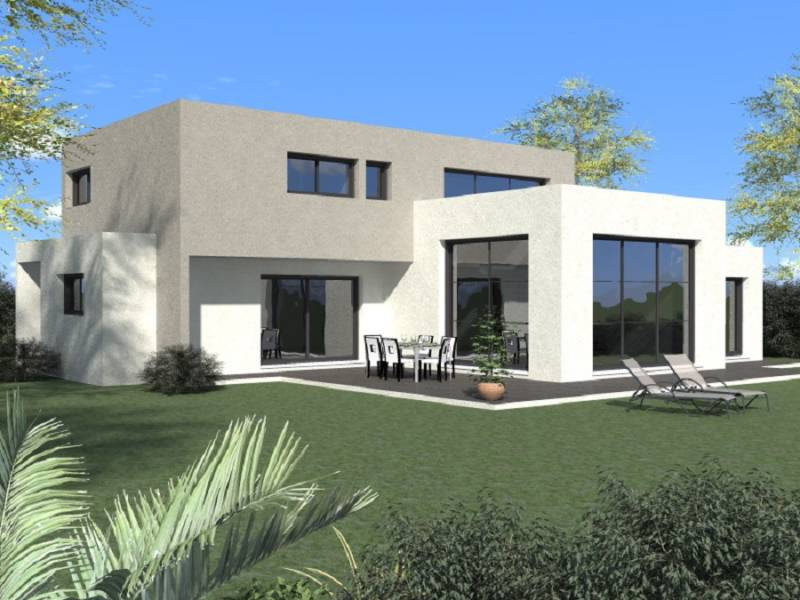 Maison contemporaine avec ses décalés de toiture terrasse et ses 4 chambres dont une grande suite parentale au rez-de-chaussée dans l'Hérault