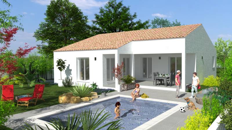 Maison plain-pied avec terrasse couverte, cellier et garage dans l'Hérault