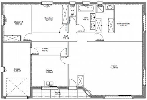 CAZOULS-LES-BEZIERS : Maison plain-pied de 124 m² habitables avec 4 chambres, suite parentale, cuisine séparée et cellier sur terrain de 514 m² proche Béziers