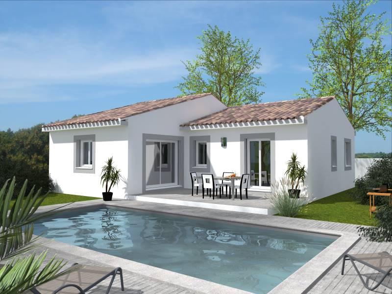 Maison plain-pied en L toiture 2x2 pentes avec 3 chambres dont une suite parentale dans l'Hérault