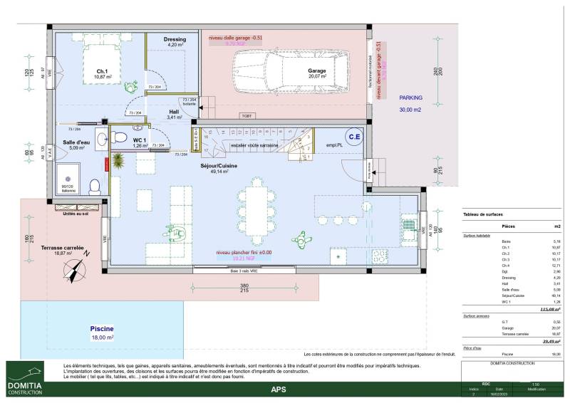 Maison contemporaine avec 4 chambres dont une suite parentale au rez-de-chaussée et grand garage