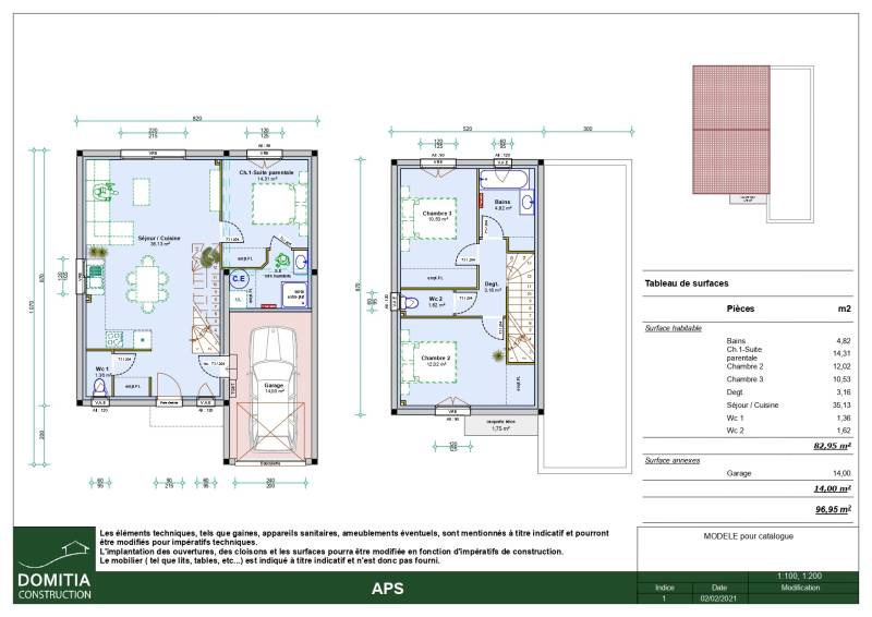 PORTIRAGNES : Maison contemporaine à étage avec 3 chambres dont 1 suite parentale au rez-de-chaussée sur terrain de 400 m² à 5 minutes de la Mer Méditerranée