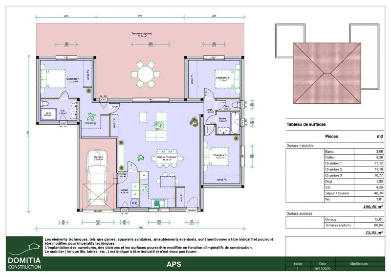 PUISSERGUIER : Villa contemporaine en U avec suite parentale et belle pièce à vivre sur beau terrain de 590 m²