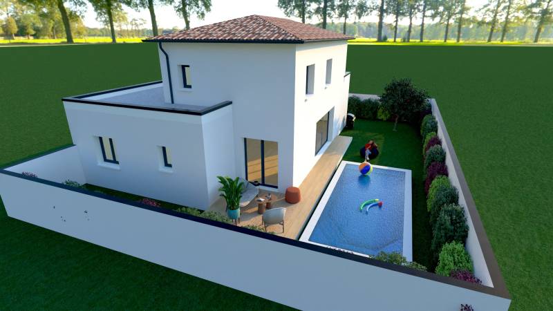 Maison contemporaine avec 4 chambres dont une suite parentale au rez-de-chaussée et grand garage dans l'Hérault