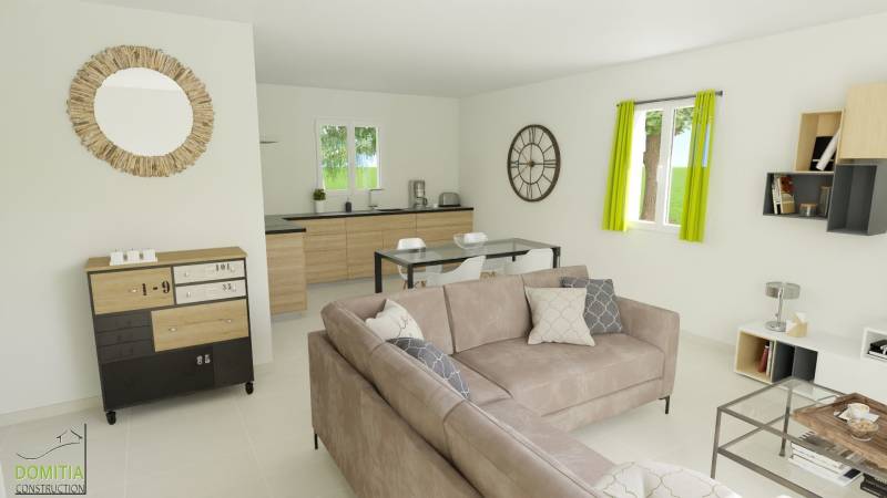 Maison plain-pied 2 chambres, lumineuse avec son séjour traversant et pratique avec son cellier collé à la cuisine