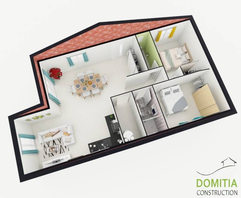 Exclusivité : Maison plain-pied 2 chambres sur terrain de 322 m² à SAINT THIBERY